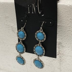 INC Silver + Turquoise Triple Stone Drop Earrings